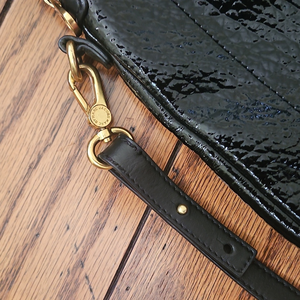 Marc Jacobs Black Patent Leather Computer Bag Messenter Bag - Picture 6 of 13